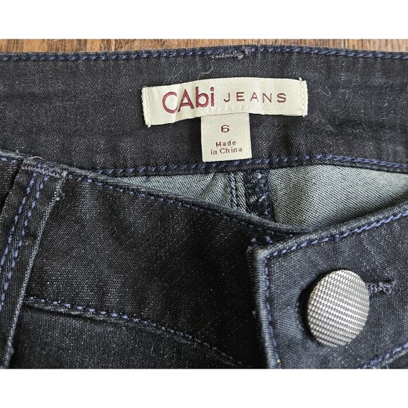 CAbi #517 Black Dark Wash Jeans STRETCH Cropped NWT Women's Size 6 - Picture 6 of 15